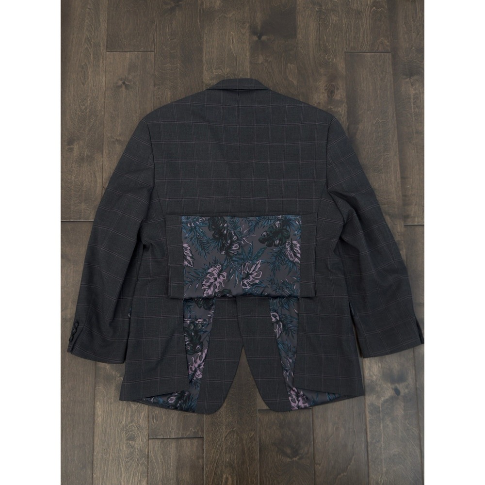 Sean‎ John Mens Suit Jacket Size 42R Gray Windowpane Stretch Blazer Two Button - Picture 6 of 9
